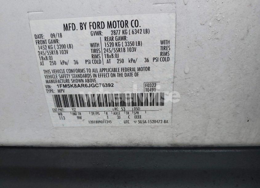 Photo 9 of 2018 Ford Police INTERCEPTOR (VIN 1FM5K8AR6JGC76392)