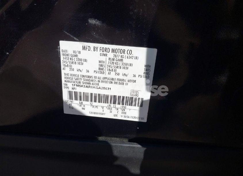 Photo 9 of 2019 Ford Police INTERCEPTOR (VIN 1FM5K8AR6KGA28631)