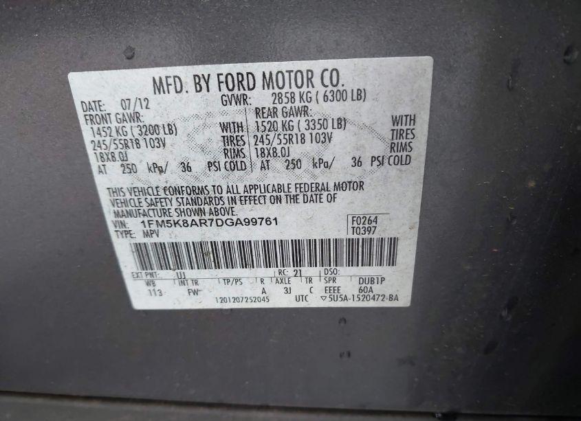 Photo 9 of 2013 Ford Utility POLICE INTERCEPTOR (VIN 1FM5K8AR7DGA99761)