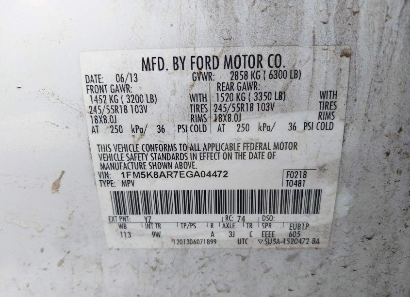 Photo 9 of 2014 Ford Utility POLICE INTERCEPTOR (VIN 1FM5K8AR7EGA04472)