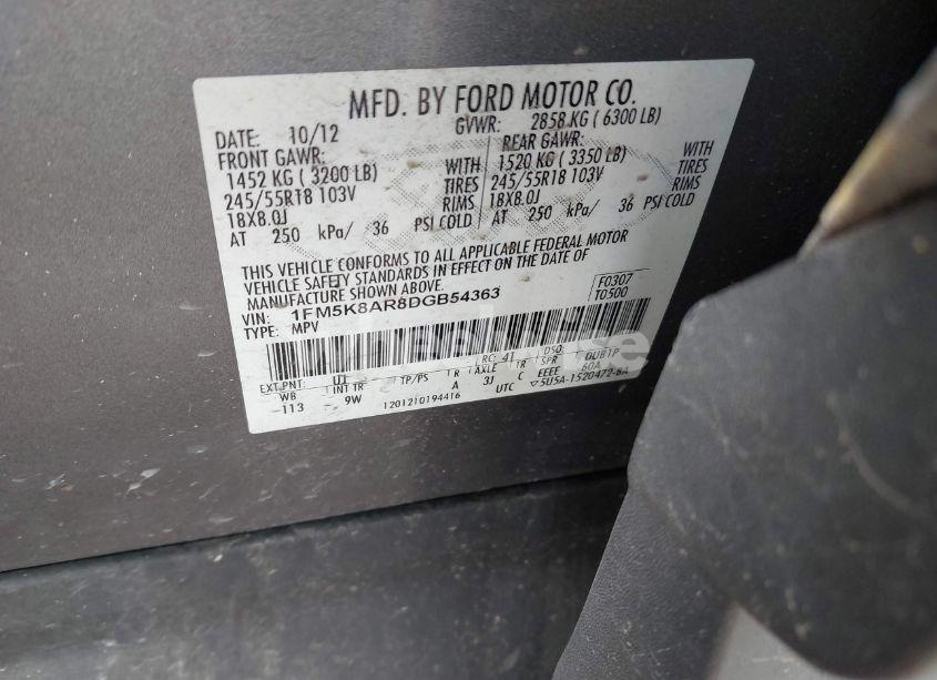 Photo 9 of 2013 Ford Police INTERCEPTOR (VIN 1FM5K8AR8DGB54363)