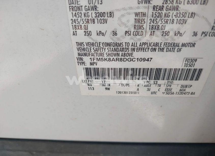 Photo 9 of 2013 Ford Police INTERCEPTOR (VIN 1FM5K8AR8DGC10947)