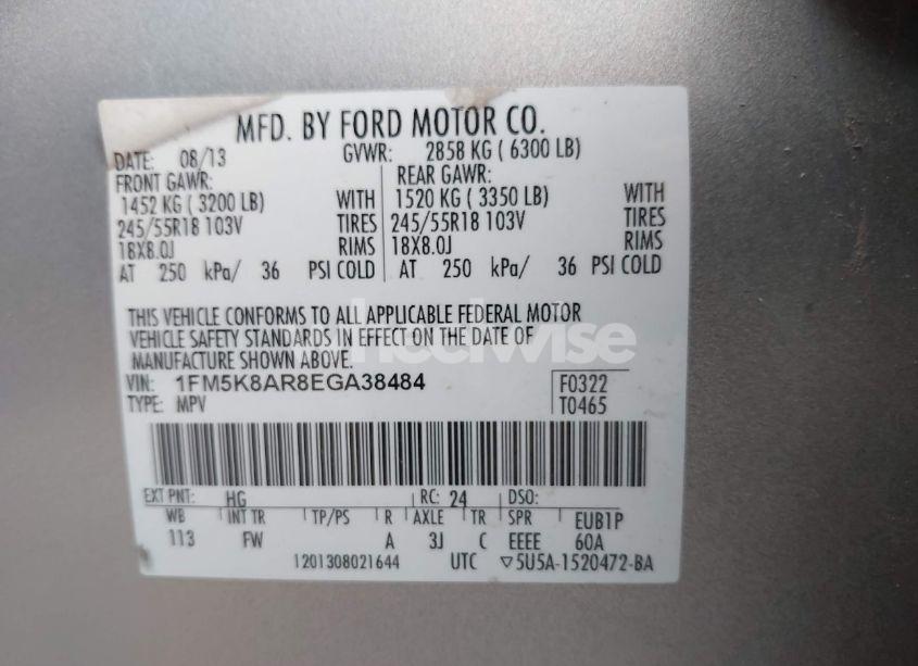 Photo 9 of 2014 Ford Police INTERCEPTOR (VIN 1FM5K8AR8EGA38484)