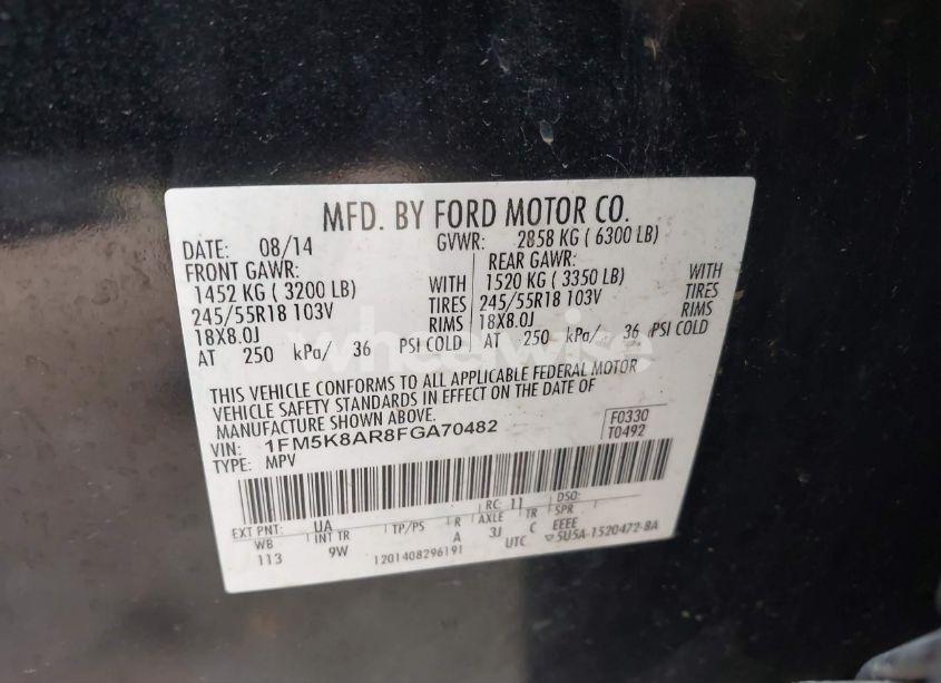 Photo 9 of 2015 Ford Police INTERCEPTOR (VIN 1FM5K8AR8FGA70482)