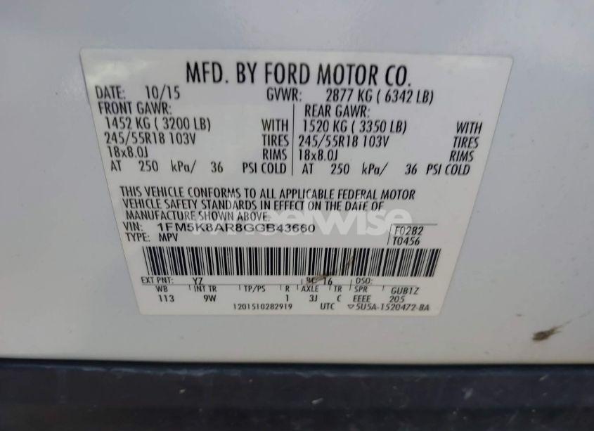 Photo 9 of 2016 Ford Police INTERCEPTOR (VIN 1FM5K8AR8GGB43660)