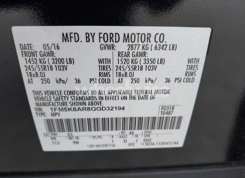 Photo 9 of 2016 Ford Police INTERCEPTOR (VIN 1FM5K8AR8GGD32194)