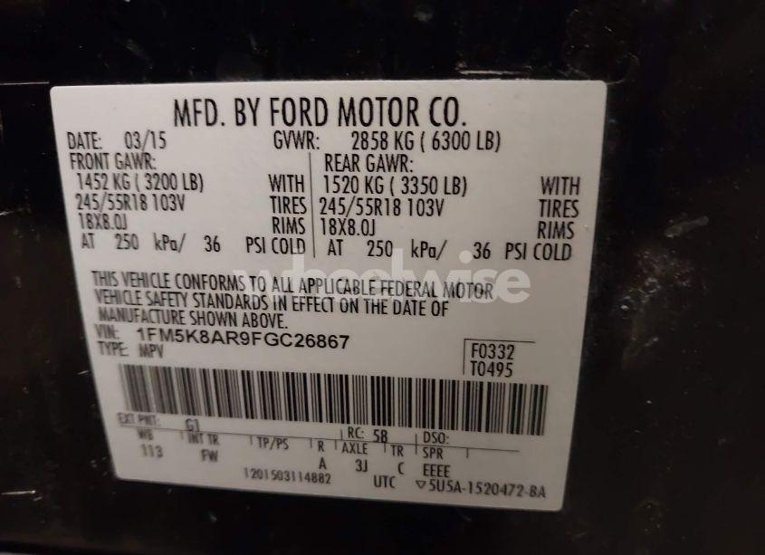 Photo 9 of 2015 Ford Police INTERCEPTOR (VIN 1FM5K8AR9FGC26867)