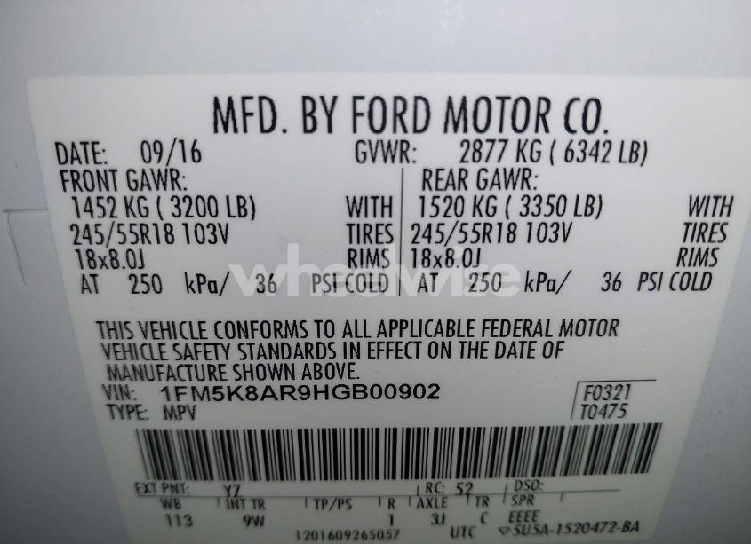 Photo 9 of 2017 Ford Police INTERCEPTOR (VIN 1FM5K8AR9HGB00902)