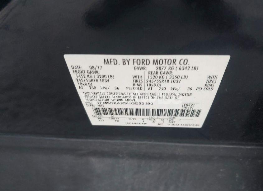 Photo 9 of 2017 Ford Police INTERCEPTOR (VIN 1FM5K8AR9HGE02190)