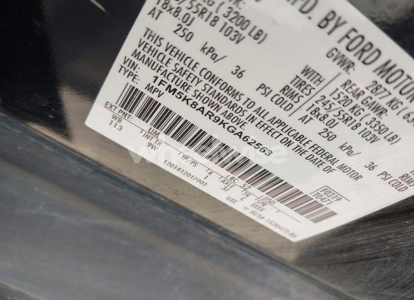 Photo 9 of 2019 Ford Police INTERCEPTOR (VIN 1FM5K8AR9KGA62563)