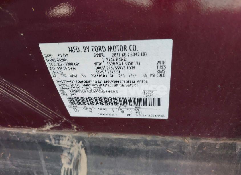 Photo 9 of 2019 Ford Police INTERCEPTOR (VIN 1FM5K8AR9KGB14595)