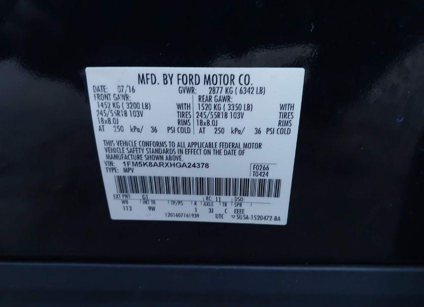 Photo 9 of 2017 Ford Utility POLICE INTERCEPTOR (VIN 1FM5K8ARXHGA24378)