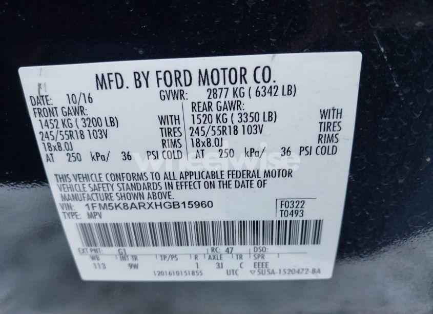 Photo 9 of 2017 Ford Police INTERCEPTOR (VIN 1FM5K8ARXHGB15960)