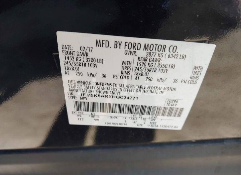 Photo 9 of 2017 Ford Police INTERCEPTOR (VIN 1FM5K8ARXHGC34771)