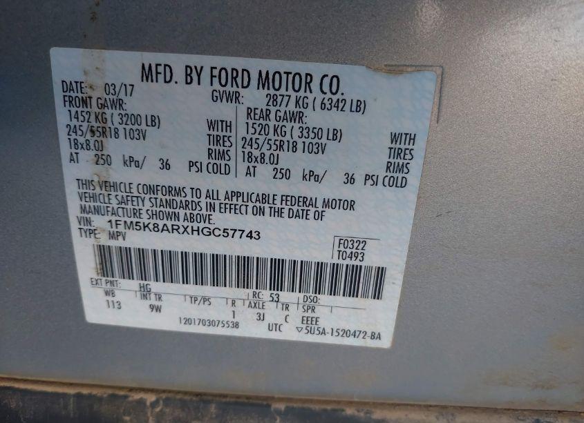 Photo 9 of 2017 Ford Utility POLICE INTERCEPTOR (VIN 1FM5K8ARXHGC57743)