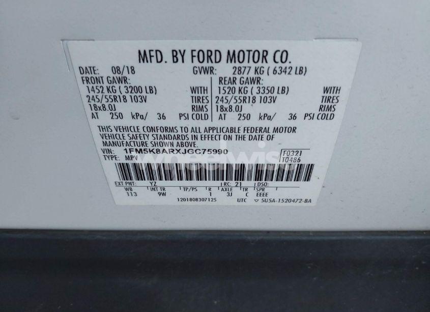 Photo 9 of 2018 Ford Police INTERCEPTOR (VIN 1FM5K8ARXJGC75990)