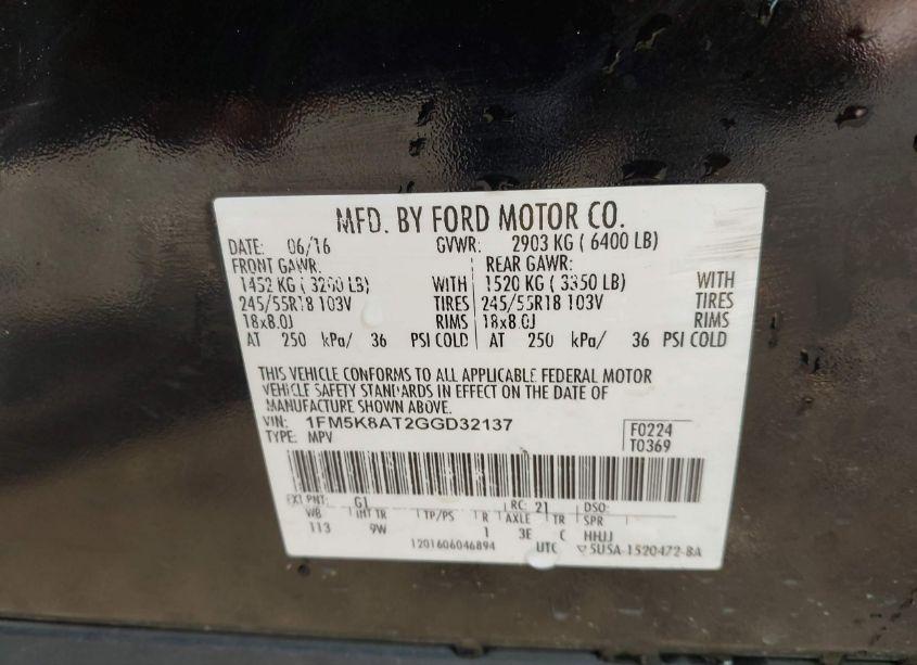 Photo 9 of 2016 Ford Utility POLICE INTERCEPTOR (VIN 1FM5K8AT2GGD32137)