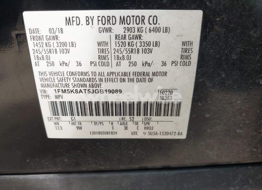 Photo 9 of 2018 Ford Police INTERCEPTOR (VIN 1FM5K8AT5JGB19089)