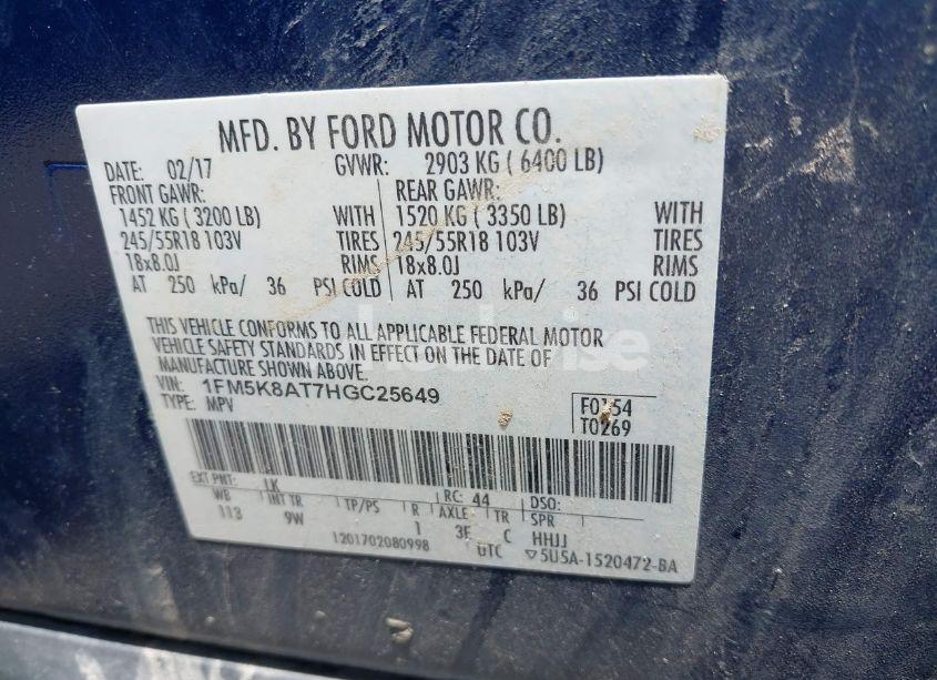 Photo 9 of 2017 Ford Police INTERCEPTOR (VIN 1FM5K8AT7HGC25649)