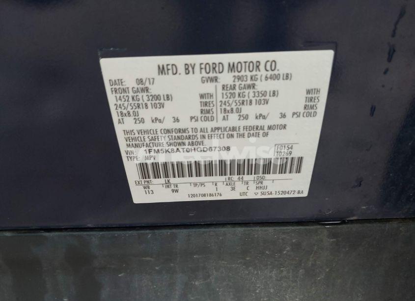 Photo 9 of 2017 Ford Police INTERCEPTOR (VIN 1FM5K8ATOHGD67308)