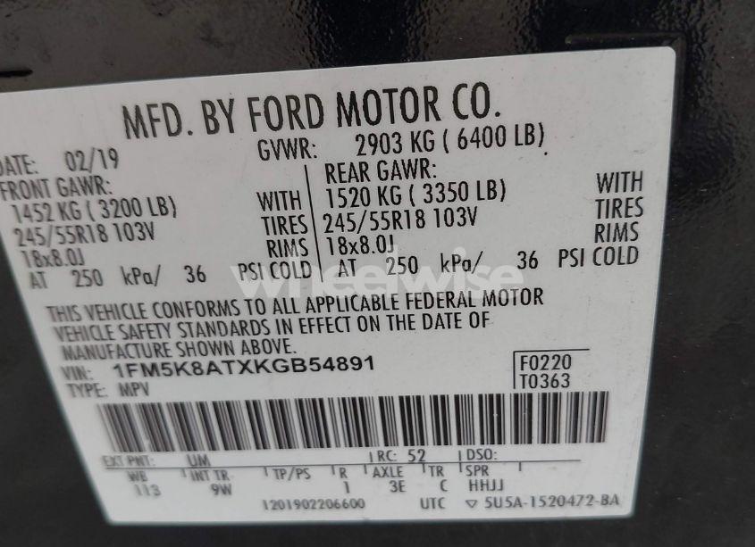 Photo 9 of 2019 Ford Police INTERCEPTOR (VIN 1FM5K8ATXKGB54891)