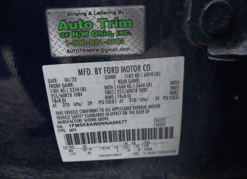 Photo 9 of 2022 Ford Police INTERCEPTOR UTILITY (VIN 1FM5K8AW0NNA06677)