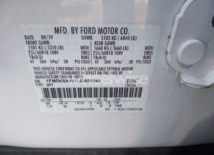 Photo 9 of 2020 Ford Police INTERCEPTOR (VIN 1FM5K8AW1LGA55582)