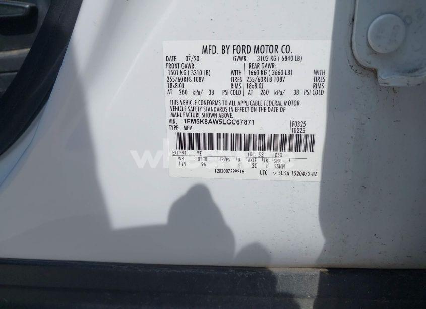 Photo 9 of 2020 Ford Police INTERCEPTOR (VIN 1FM5K8AW5LGC67871)