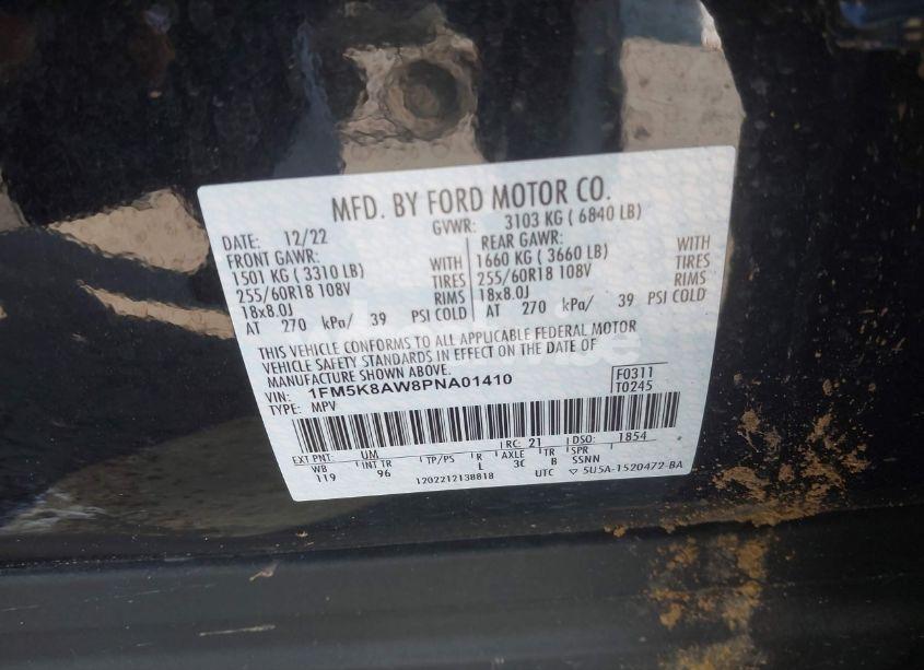 Photo 9 of 2023 Ford Police INTERCEPTOR (VIN 1FM5K8AW8PNA01410)