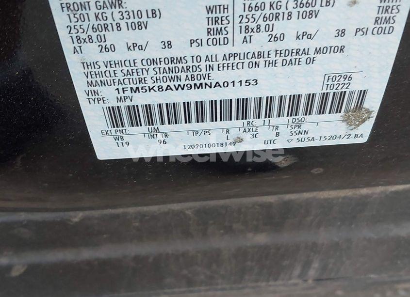 Photo 9 of 2021 Ford Police INTERCEPTOR (VIN 1FM5K8AW9MNA01153)