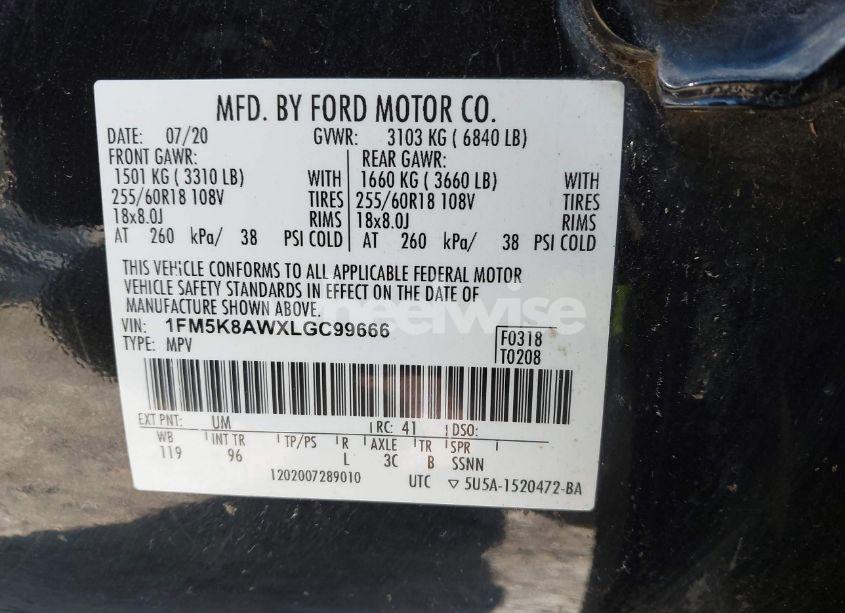 Photo 9 of 2020 Ford Police INTERCEPTOR UTILITY (VIN 1FM5K8AWXLGC99666)