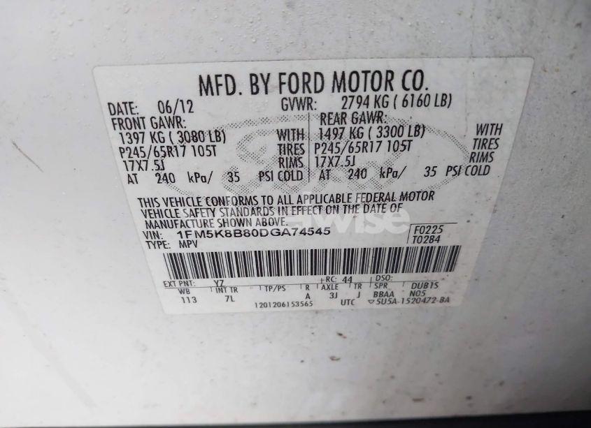 Photo 9 of 2013 Ford Explorer (VIN 1FM5K8B80DGA74545)