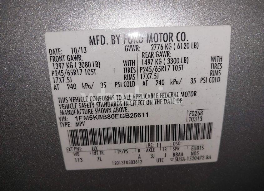 Photo 9 of 2014 Ford Explorer (VIN 1FM5K8B80EGB25611)