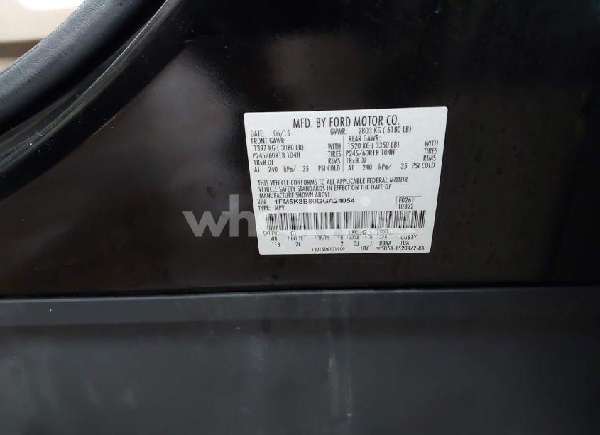 Photo 9 of 2016 Ford Explorer (VIN 1FM5K8B80GGA24054)