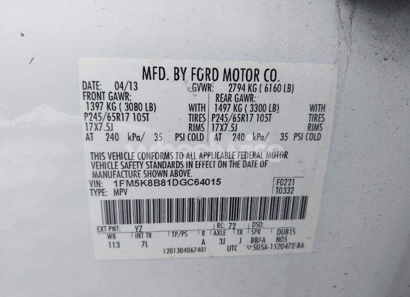 Photo 9 of 2013 Ford Explorer (VIN 1FM5K8B81DGC64015)