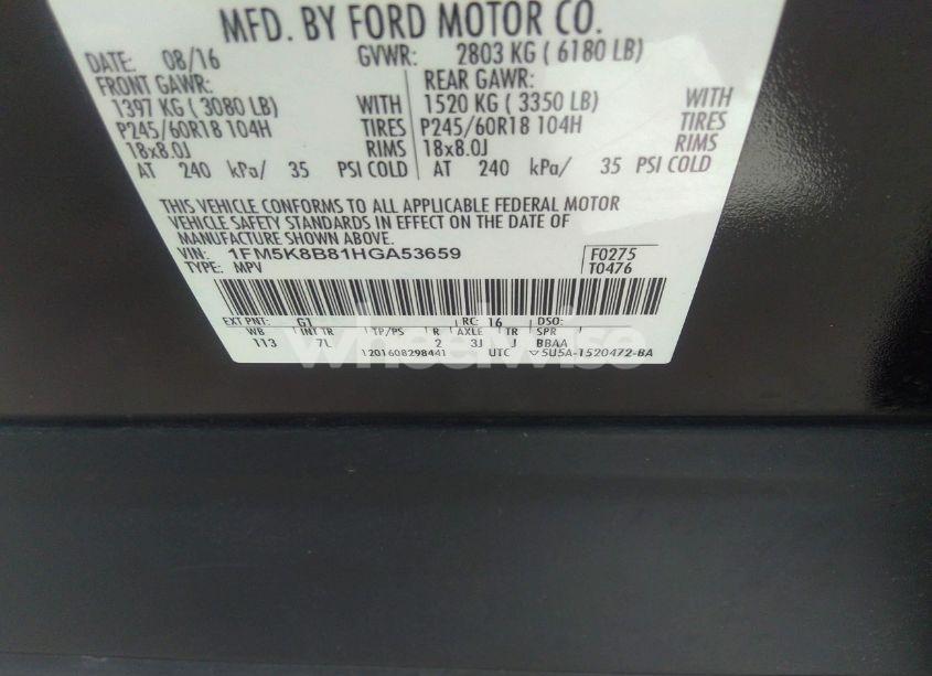 Photo 9 of 2017 Ford Explorer (VIN 1FM5K8B81HGA53659)