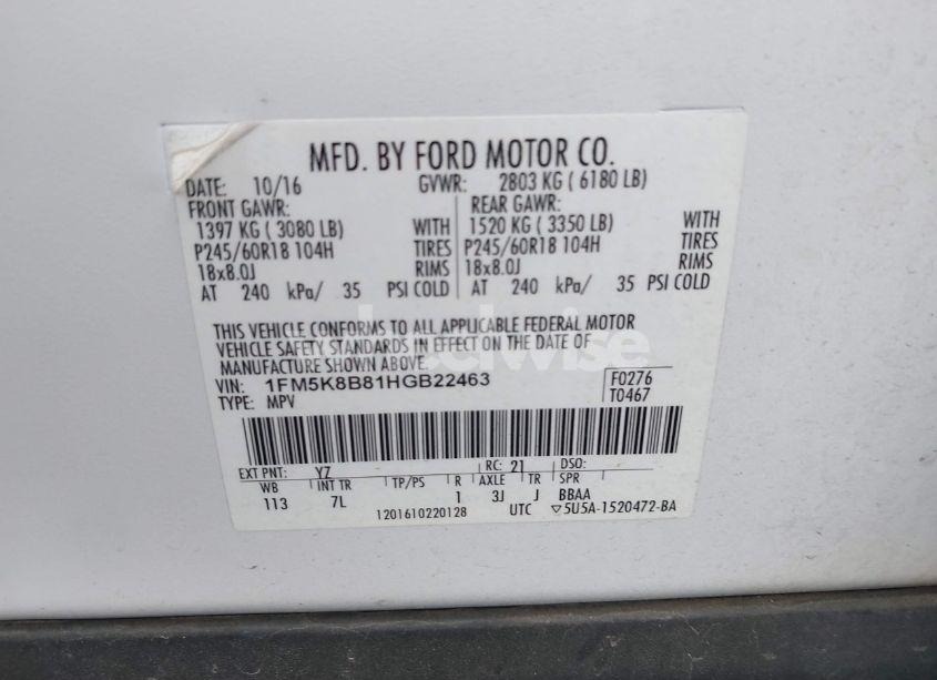 Photo 9 of 2017 Ford Explorer (VIN 1FM5K8B81HGB22463)