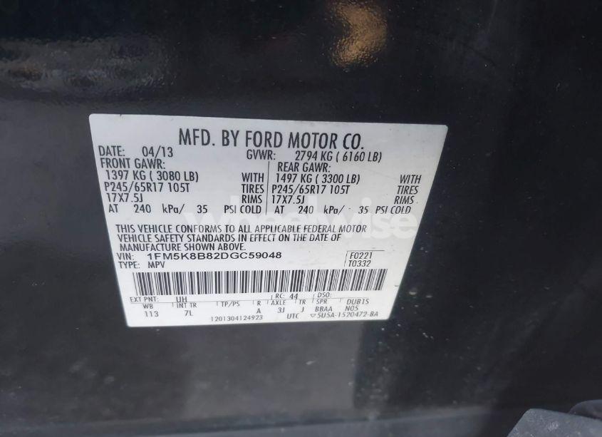 Photo 9 of 2013 Ford Explorer (VIN 1FM5K8B82DGC59048)