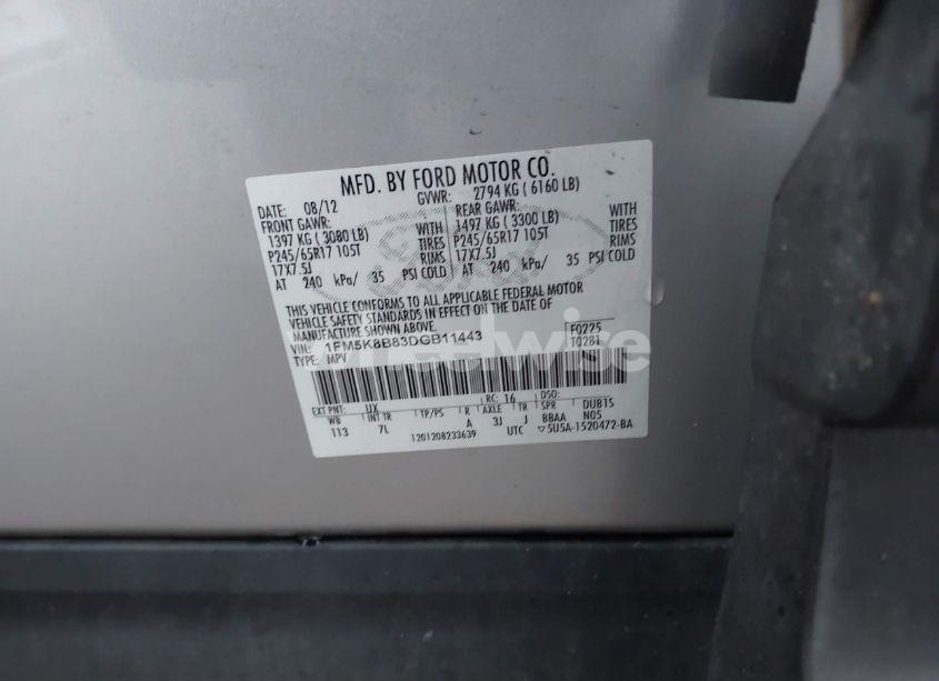 Photo 9 of 2013 Ford Explorer (VIN 1FM5K8B83DGB11443)