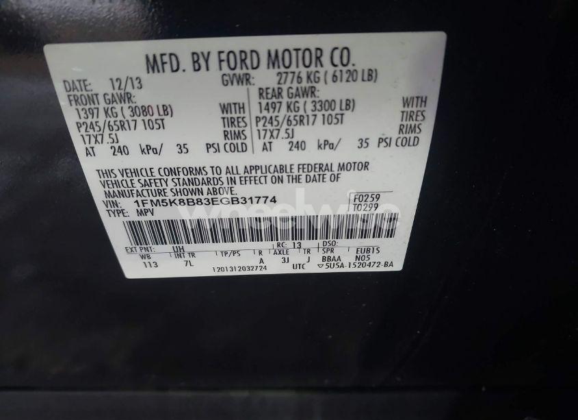 Photo 9 of 2014 Ford Explorer (VIN 1FM5K8B83EGB31774)