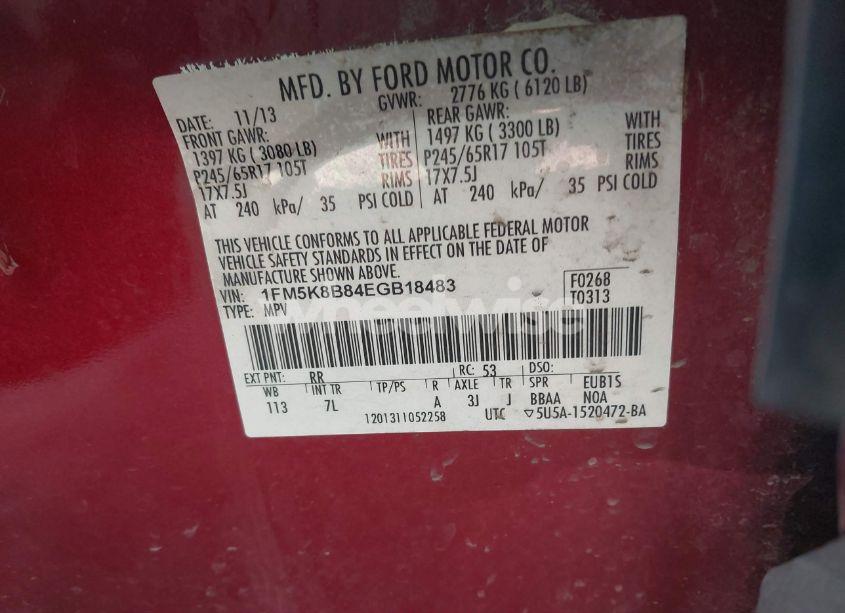 Photo 9 of 2014 Ford Explorer (VIN 1FM5K8B84EGB18483)