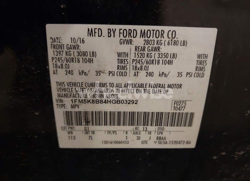 Photo 9 of 2017 Ford Explorer (VIN 1FM5K8B84HGB03292)