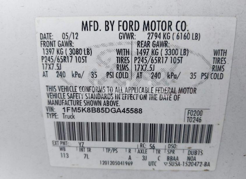 Photo 9 of 2013 Ford Explorer (VIN 1FM5K8B85DGA45588)