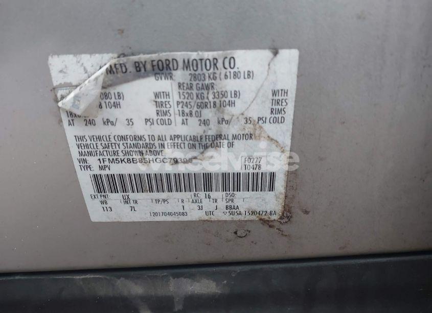 Photo 9 of 2017 Ford Explorer (VIN 1FM5K8B85HGC79395)