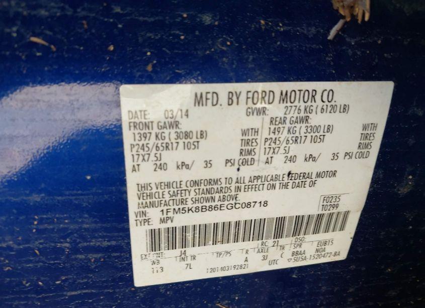 Photo 9 of 2014 Ford Explorer (VIN 1FM5K8B86EGC08718)