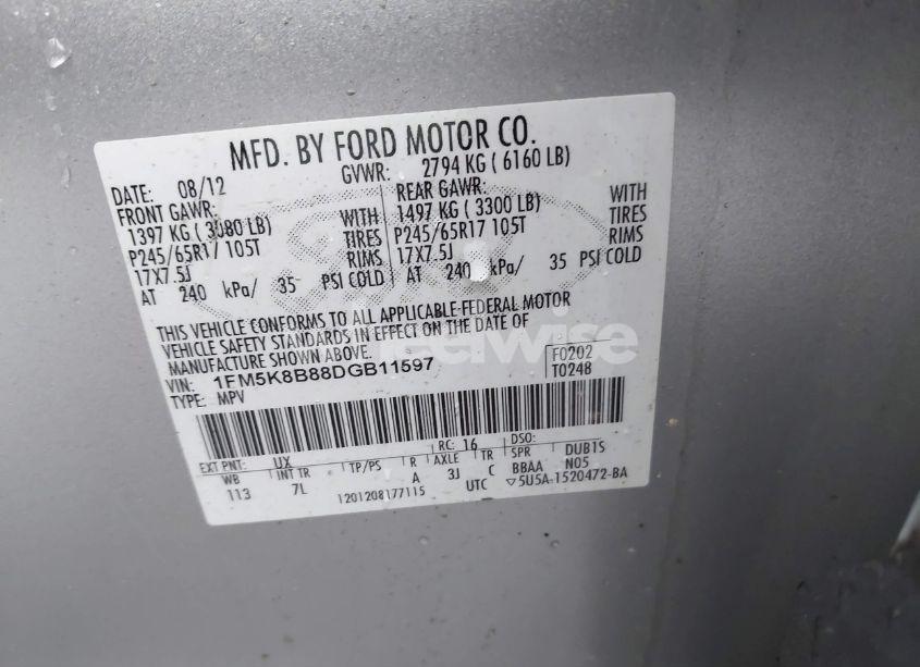 Photo 9 of 2013 Ford Explorer (VIN 1FM5K8B88DGB11597)