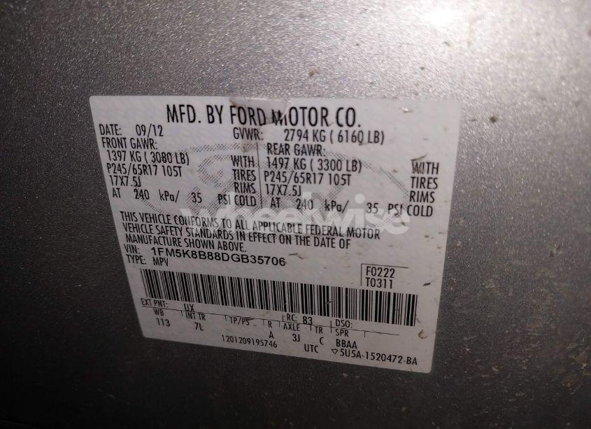 Photo 9 of 2013 Ford Explorer (VIN 1FM5K8B88DGB35706)