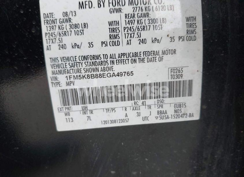 Photo 9 of 2014 Ford Explorer (VIN 1FM5K8B88EGA49765)