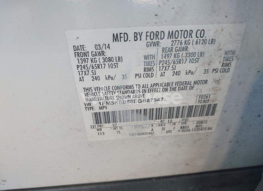 Photo 9 of 2014 Ford Explorer (VIN 1FM5K8B88EGB87547)