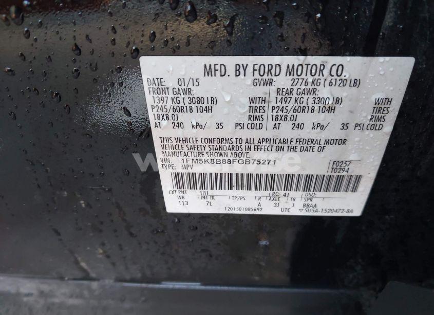 Photo 9 of 2015 Ford Explorer (VIN 1FM5K8B88FGB75271)